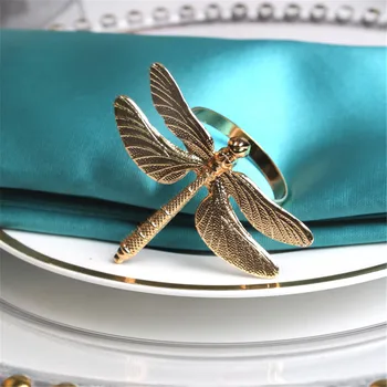 10PCS/Kov zvierat série nemý zlaté dragonfly obrúsok krúžok prestieranie pre svadobné hostiny, slávnostné západnej potravín