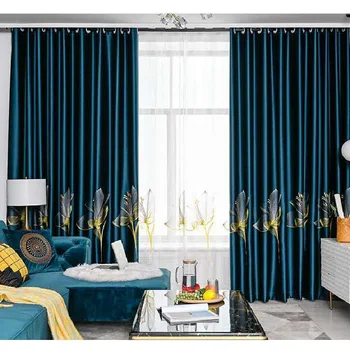 Nové Kráľovské Satin Lily Vyšívané High-end Závesy Obývacia Izba, Spálňa Štúdia na Vysokej Tieňovanie Opony Záclonka Tylu Domova