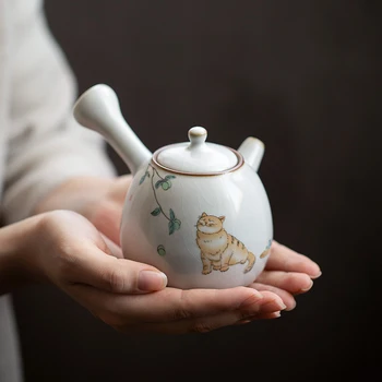 LUWU keramické kyusu kanvica cute cat čaj hrniec čínskej kung-fu čaj nastaviť 250ml