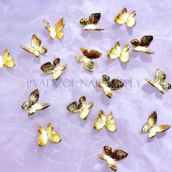 20Pcs 3D Nail Art Butterfly Nechtov Flitrami Charms Zlaté Kovové Zliatiny, Manikúra Akryl Dizajn Príslušenstvo Nástroj