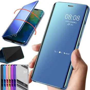 Smart Case Samsung Galaxy S20 Ultra Poznámka 10 S9 S8 Plus S7 Okraji Zrkadlo Zobraziť Kože Flip Kryt Pre Samsung Galaxy s rezacím zariadením S10 5G S10E