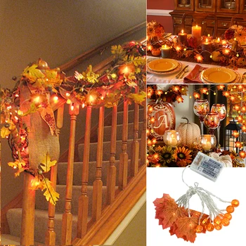 10/20 LED Jeseň, Javorové Listy Tekvice Garland Led Víla Svetlá na Vianočné Dekorácie Thanksgiving Party DIY Halloween Dekor