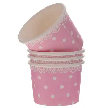 50pcs Čipky Dot Vzor Jednorazové Ice Cream Misy Jogurt Popsicle Papier Cup Domov Dodávky Bez Veka