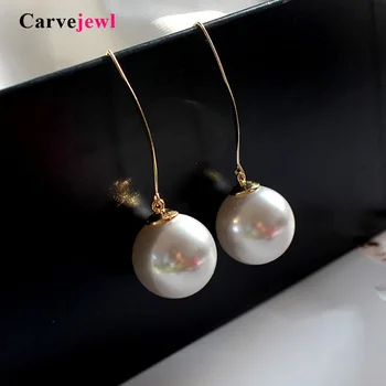 Carvejewl simulované veľké pearl náušnice minimalistický jednoduché earline pre ženy šperky kórejský svadobné drop visieť náušnice veľkoobchod