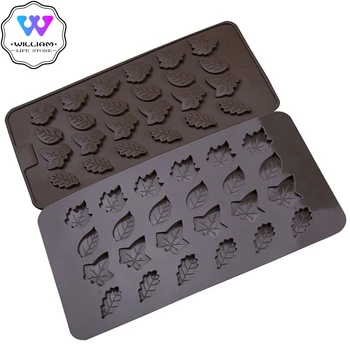 24 Listy 3D Listový Tvar Silikónové Tortu Formovať Čokoládu Cupcake Ice Mydlo Malé Maslo Brownies Plesne Strany Tortu Cookie Nástroje