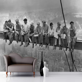 Nástenná maľba Obed na vrchole Mrakodrapu nástenná maľba foto tapety 3D nástennú maľbu, tapety Veľké nástenné obývacia izba papierová tapeta spálňa den