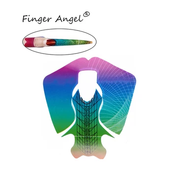 Prst Anjel 50/100/500PCS Nechtov Formy Plastové Rainbow Rýb Tvar Nechtov Umenie Rozšírenie Tipy Nástroj, Manikúru, Gélové Nechty, UV Sprievodca Formy