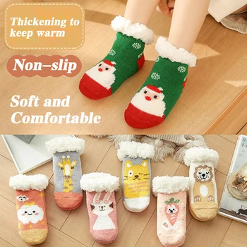 Vianočné Ženy, Baby, Anti-slip Ponožky Zahustiť Teplé Zimné Roztomilý Vtipný Darček pre Dcéru Kawaii Chlapci Dievčatá Domov Spať Podlahy, Nové