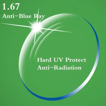 1.67 Index Ultra Tenké CR-39 Asférické Optické Šošovky na Predpis Krátkozrakosť Čítanie Okuliare UV Ochranu Proti Žiareniu Blue Ray RS246 0