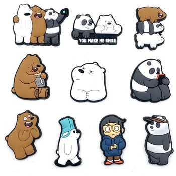 1pcs PVC Cartoon Topánky Croc Charms Ľadový Medveď a Panda Obuvi, kľúčové tlačidlá Dekorácie Sandále Príslušenstvo Pracky Chlapci Dievčatá Dary