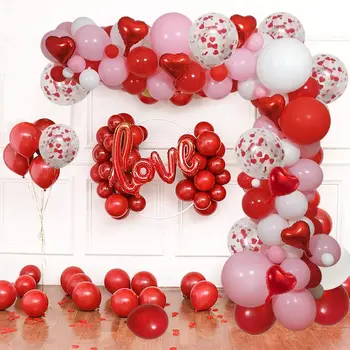 77pcs/Set Happy Valentine ' s Day Srdce Balóny Garland Arch Auta, Ružové a Červené Gule, Červené Srdce Balóny, Konfety Na Svadby, Narodeniny 0
