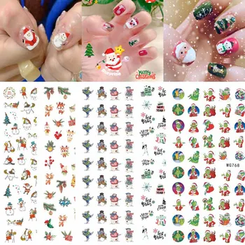 3D Vianočné Nechty Umenie Nálepka Pre Deti, Tetovanie, Manikúra Príslušenstvo Snow Man Darček Strom Jeleňov Santa Claus Jazdca na Nechty, Nálepky Dekor
