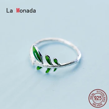 La Monada Nastaviteľné Leaf Ženy Krúžok 925 Sterling Silver Minimalistický Prstene Pre Ženy 925 Silver Jemné Jewerly Krúžky Žena Otvoriť