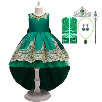 Kvet Dievča Svadobné Zelená Tutu Šaty Dievčatá Vianoce, Halloween Cosplay Elegantné Oblečenie Dovolenku Narodeninovej Party Kostým Princezná