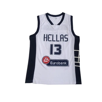BG basketbalové dresy HELLAS 13 jersey Výšivky šitie Vonkajšie športové Hip-hop film jersey bule biela 2020 lete veľká 0