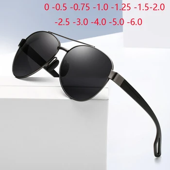 Anti-Glare Oválne Nearsighted Slnečné Okuliare Mužov Polarizované Jazdy Krátkozrakosť, Šošovky, Slnečné Okuliare Pilot Predpis 0 -0.5 -0.75 Na -6.0