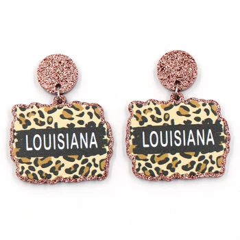 1pair Nový príchod CN Drop Louisiana State LA TRENDY Akryl náušnice Šperky pre ženy