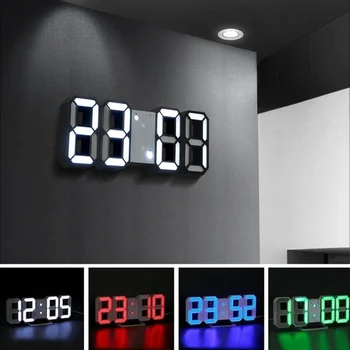 3D Veľký LED Digitálne Nástenné Hodiny Dátum a Čas Celzia Nočné Svetlo Zobrazenie Tabuľky Ploche Hodiny Obývacia Izba Domova