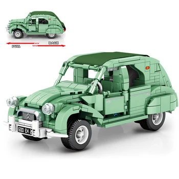 Francúzsky Citroenn 2CV High-Tech Model Auta, Stavebné Bloky, Vytiahnuť Späť Mini Vozidla Tehly HOBBY Hračky pre Deti Narodeninám