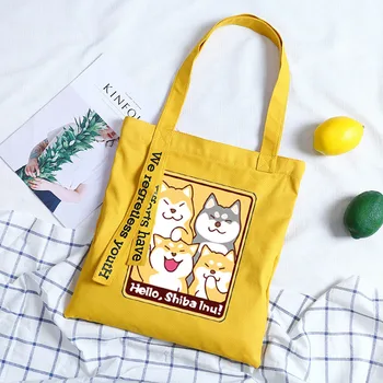 Anime Shiba Inu Doge Pes Vytlačiť dámske Kabelky Plátno program Messenger Tašky Pre Dámy Tote Tašky cez Rameno Ženy Kabelky