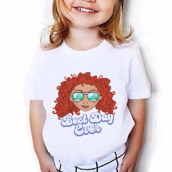 Dieťa Dievča, Chlapec Disney T-shirt Merida s Okuliare Statočný Najlepší Deň, Stále Print T Shirt Deti Krátke Rukáv Tričko Deti Topy