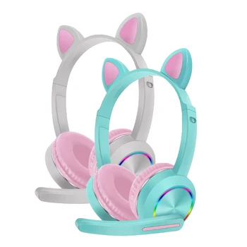 K23 Bezdrôtové Bluetooth Slúchadlá Over-Ear Mačka Ucho Headset LED Svetlo Slúchadlá w/Mikrofón pre Deti/Mládež/Chlapci/Dievčatá