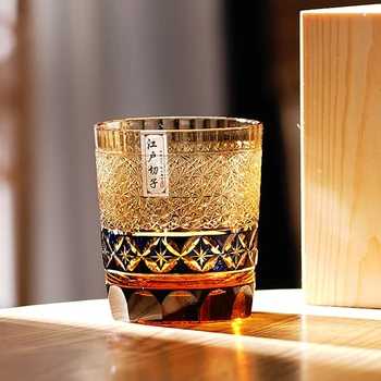 Edo Kiriko Ručne vyrezávané Krištáľové Sklo Whisky Pohár Whisky Sklo Japonské Víno Sklo Kreatívne Darčeky