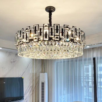 Moderné Krištáľový Luster Pre život Jedáleň Čierne Zlato Domova Vnútorné Osvetlenie LED Luxusné Cristal Lampa Kuchyňa Lesk
