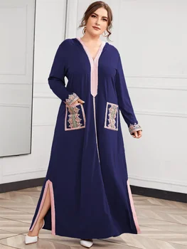 Moslimské Abaya Dubaj Dlhý Rukáv Turecko Šaty Kaftan pre Ženy Islamské Oblečenie Femme 2022 Nové Módne Príležitostné Voľné Vrecku Šaty