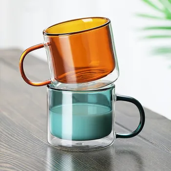 Dvojvrstvové sklo voda cup domov teplo-odolný tvorivé jednoduché raňajky double-layer izolácie pohára čaju, kávy, pohár Nordic hrnček