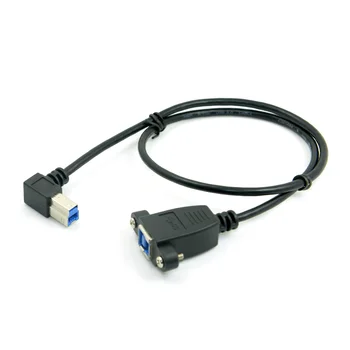 CY Xiwai USB 3.0 Zadný Panel Mount B Typ Samica Na Pravom Uhle 90 Stupňov, B Typ Mužskej Predlžovací Kábel 0.5 m