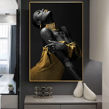 Sexy Obrázok Umelecké Plátno Obrazy Africké Čierne Nahé Ženy, Plagáty a Vytlačí Wall Art Obraz pre Steny v Obývacej Izbe Dekor Cuadros