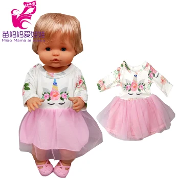 Baby Doll Dress 35 Cm Ružový Jednorožec Šaty Fit 38cm Nenuco Bábika Ropa Y Su Hermanita Šaty Nosiť