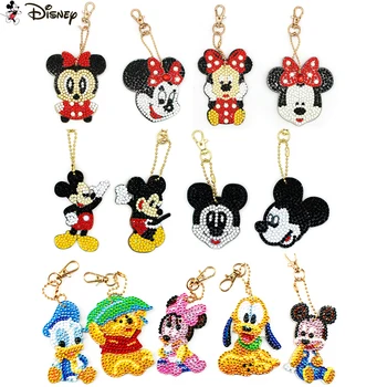 Disney 5D Diamond Maľovanie Keychain Špeciálne Drahokamu Cartoon Mickey Minnie Výšivky DIY Plavidlá Súpravy prívesok na Príslušenstvo