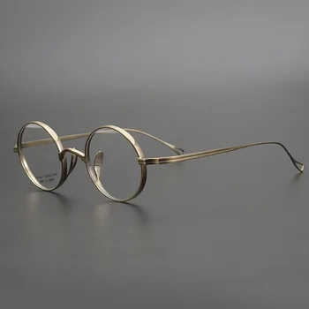 Čistý Titán Okuliare, Rám Mužov Retro Kolo Predpis Okuliare Ženy Krátkozrakosť, Optické Okuliare Japonské Ručné Dizajnér Nové