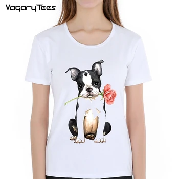 Najnovšie Valentína Vzrástol maiden pug T-Shirt Lete Lumbálna ženy t-shirt zábavné Boston Teriér/Čierny pes/Bradáči dizajn sladké Topy