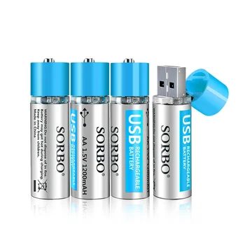 SORBO USB Nabíjateľné Batérie 1,5 V AA 1200mAh Lithium Polymer Lithium Batéria, USB Nabíjateľné Lítiové Batérie, CE, RoHS