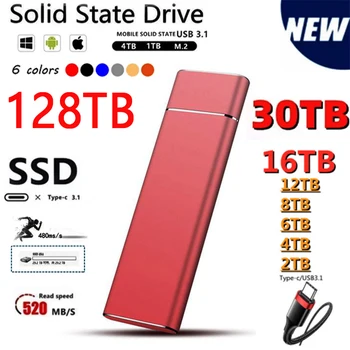 Prenosné SSD High Speed 2TB 1 TB 500GB Typ-C Externý Pevný Disk 4TB 16TB USB 3.1 Vonkajšie Skladovanie Pevných Diskov Pre Notebooky PS4