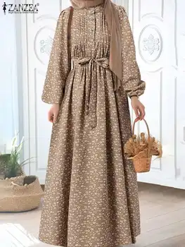 ZANZEA Ženy Dlhý Rukáv Vytlačené Kvetinový Bežné Moslimské Oblečenie Vintage Dubaj Turecko Abaya Hidžáb Oblečenie Čipky Župan Islamské Oblečenie 0