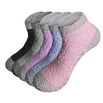 YUEDGE Žien Non Slip Fuzzy Načechraný Črievičku Ponožky Útulný Zime Teplý Domov Ponožky Pre Ženy Veľkosť 36-44 EÚ, 5 Párov/Pack