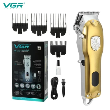 VGR Hair Clipper Profesionálny Zastrihávač Chĺpkov Bezdrôtový Vlasy Rezací Stroj Nabíjateľná Holič LED Displej Clipper pre Mužov V-652