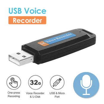 Mini Tlačidlo, Nahrávanie U-Disk Digitálny Audio Rekordér Flash TF Karty, USB Hlasový Záznamník Pen Mini Diktafón Odbornej Až do 32 GB