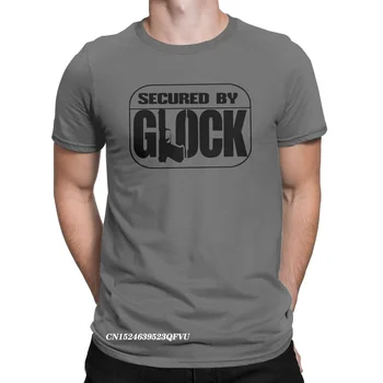Humor Zabezpečené Pištoľ Glock T-Shirts Mužov Crewneck Premium Bavlnené Tričko Harajuku Tees Topy Nadrozmerné