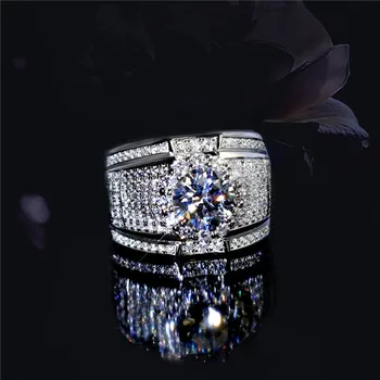 Luxusné pánske Krúžok AAAA Zirkón Plný Diamantový Prsteň Módne 925 Silver Pár Krúžok Nevesta Klasické Strany Šperky zásnubný prsteň