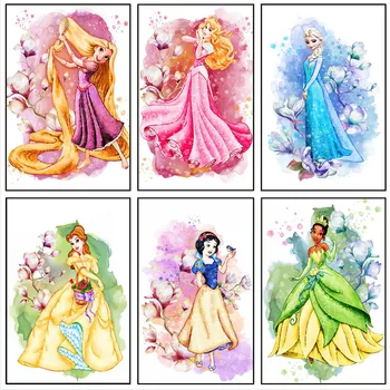 Disney Motív Diamond Maľovanie Pre Deti 5D Výšivky Princezná Dievča Cartoon Mozaiky Kolo Darček Domáce Dekorácie