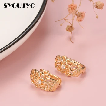 SYOUJYO Kvet Crystal Duté Náušnice Pre Ženy 585 Rose Gold Prírodné Zirkón Visiace Náušnice 2021 Trend Vintage Jemné Šperky