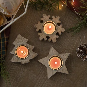 Vianočné Nordic štýl svietnik Formy Drevené Snowflake Vianočný Stromček, Hviezda svietnik Okno na Ploche Dekoroch Scény Plesní