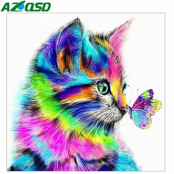 AZQSD Diamond Mozaiky Predaj Diamond Maľovanie Mačka Zvierat Diamond Výšivky Motýľ Diamond Umenie Súpravy Kamienkami Obrázky