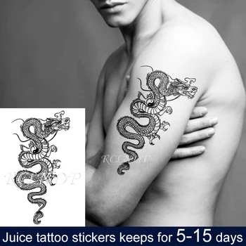 Nepremokavé Dočasné Šťavy Ink Tattoo Nálepky Čínsky Drak Big Zvierat Ovocie Gél Dlhotrvajúci Falošné Tatto Art pre Mužov, Ženy