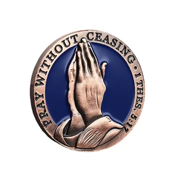 Ježiš Kristus Viery Vintage Medi Modlí Ruky Pamätné Mince Viery Kovové Remeslá